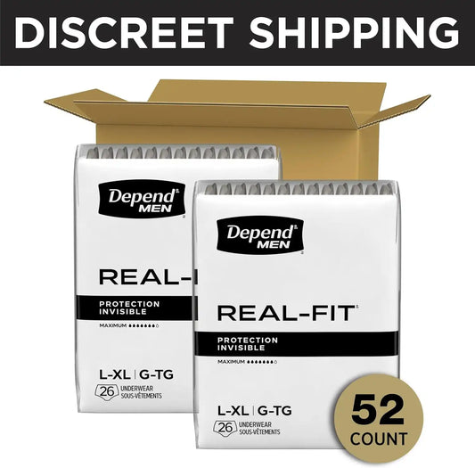 Depend Real Fit Incontinence Underwear for Men, L/XL, 52 Count