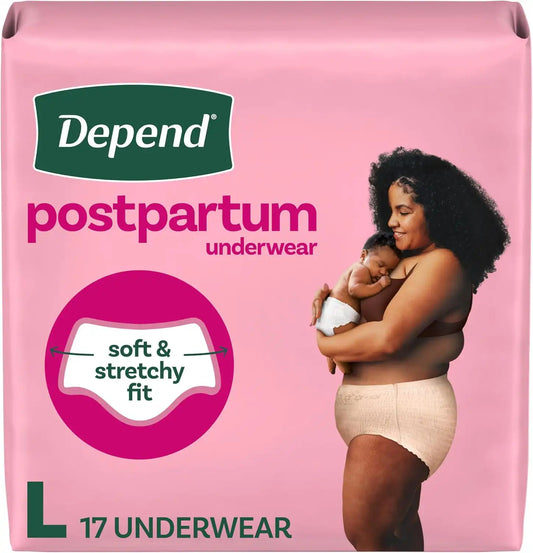 Depend Postpartum Underwear for Women, Large, 17 Count