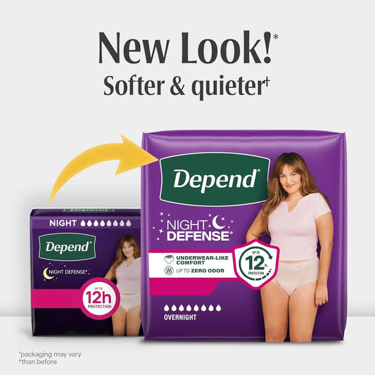 Depend Night Defense Adult Diapers for Women, Large, 22 Count