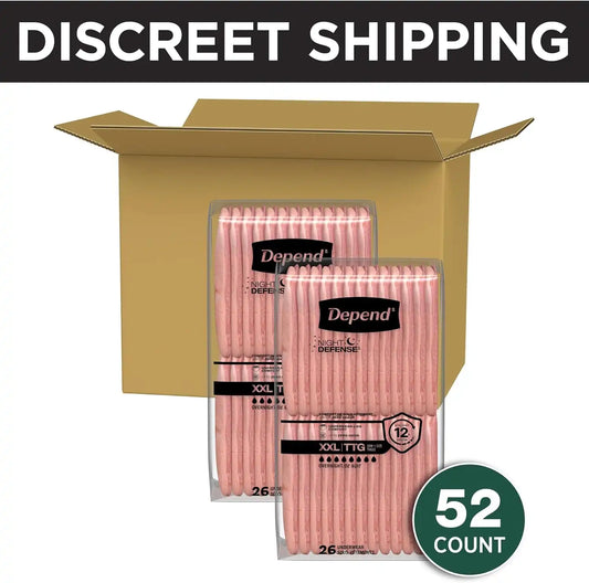 Depend Night Defense Adult Diapers for Women, XXL, 52 Count