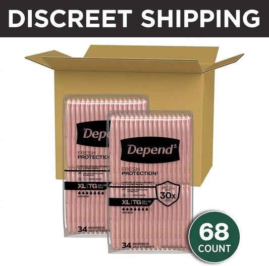 Depend Fresh Protection Adult Diapers for Women, XL, 68 Count