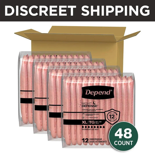 Depend Night Defense Adult Diapers for Women, XL, 48 Count