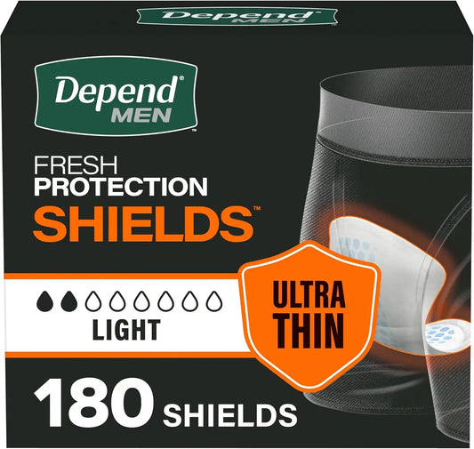 Depend Shields Incontinence Pads for Men, Light Absorbency, 180 Count