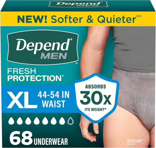 Depend Fresh Protection Adult Diapers for Men, XL, 68 Count