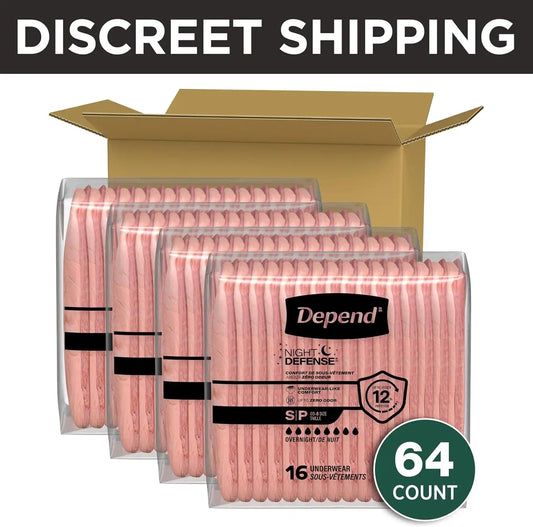 Depend Night Defense Adult Diapers for Women, Small, 64 Count