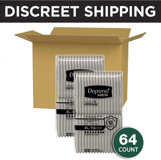 Depend Night Defense Adult Diapers for Men, XL, 64 Count