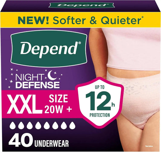 Depend Night Defense Adult Diapers for Women, XXL, 40 Count