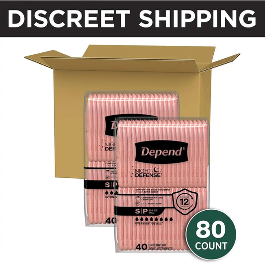 Depend Night Defense Adult Diapers for Women, Small, 80 Count