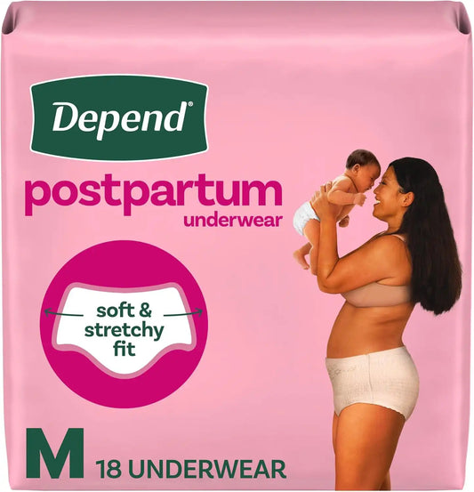 Depend Postpartum Underwear for Women, Medium, 18 Count