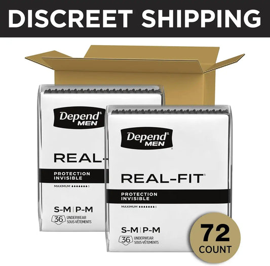 Depend Real Fit Incontinence Underwear for Men, S/M, 72 Count