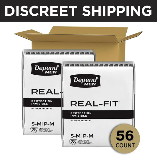 Depend Real Fit Incontinence Underwear for Men, S/M, 56 Count