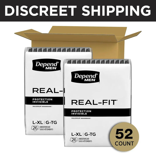 Depend Real Fit Incontinence Underwear for Men, L/XL, 52 Count