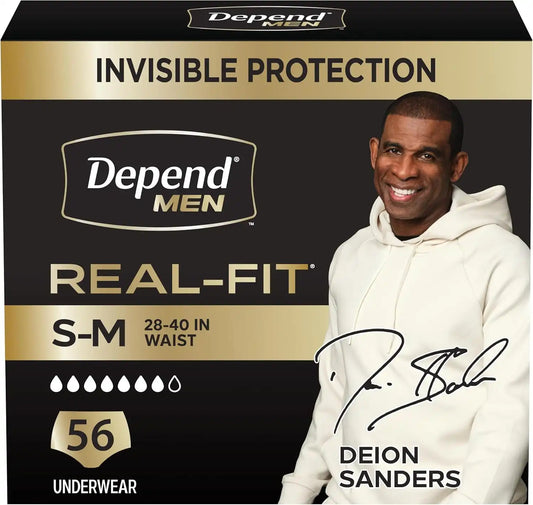 Depend Real Fit Incontinence Underwear for Men, S/M, 56 Count