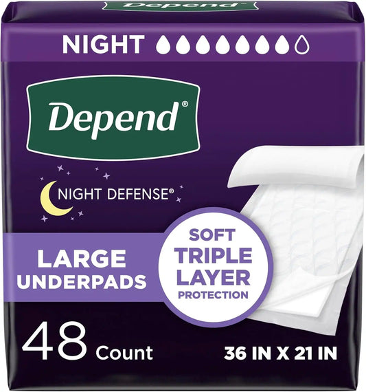 Depend Underpads, Disposable Incontinence Bed Pads, 36" x 21", 48 Count