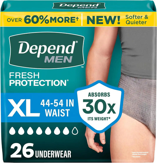 Depend Fresh Protection Adult Diapers for Men, XL, 26 Count