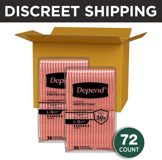 Depend Fresh Protection Adult Diapers for Women, Large, 72 Count