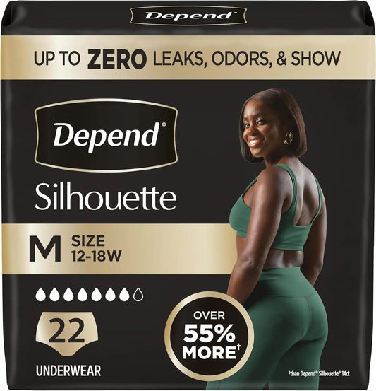 Depend Silhouette Incontinence Underwear for Women, Medium, 22 Count