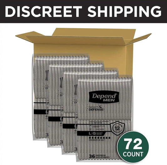Depend Night Defense Adult Diapers for Men, Large, 72 Count