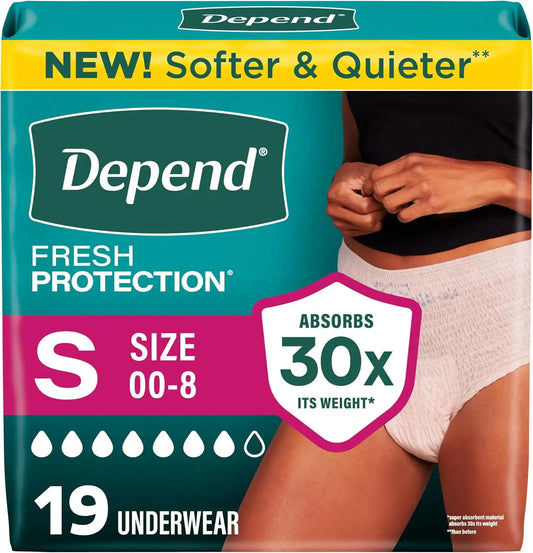 Depend Fresh Protection Adult Diapers for Women, Small, 19 Count
