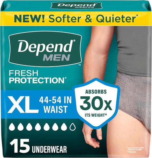 Depend Fresh Protection Adult Diapers for Men, XL, 15 Count