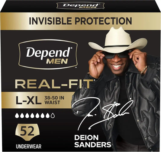 Depend Real Fit Incontinence Underwear for Men, L/XL, 52 Count