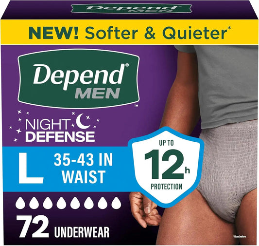 Depend Night Defense Adult Diapers for Men, Large, 72 Count