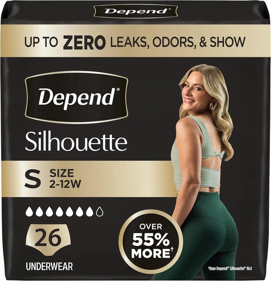 Depend Silhouette Incontinence Underwear for Women, Small, 26 Count