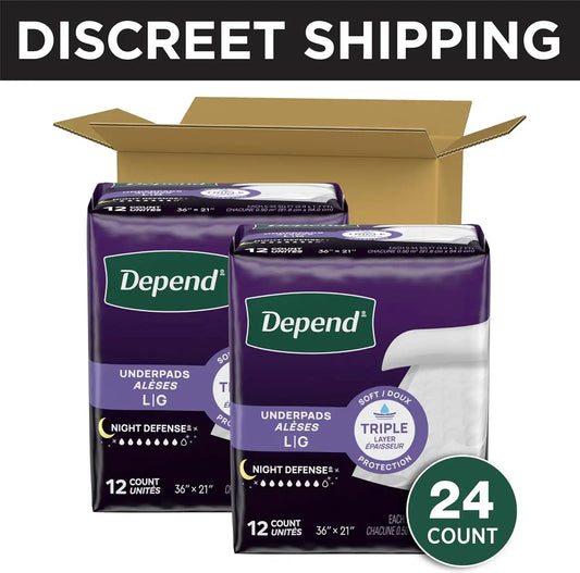 Depend Underpads, Disposable Incontinence Bed Pads, 36" x 21", 24 Count