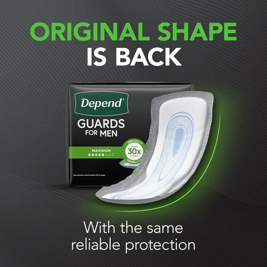 Depend Original Guards Incontinence Pads for Men, Maximum Absorbency, 52 ct