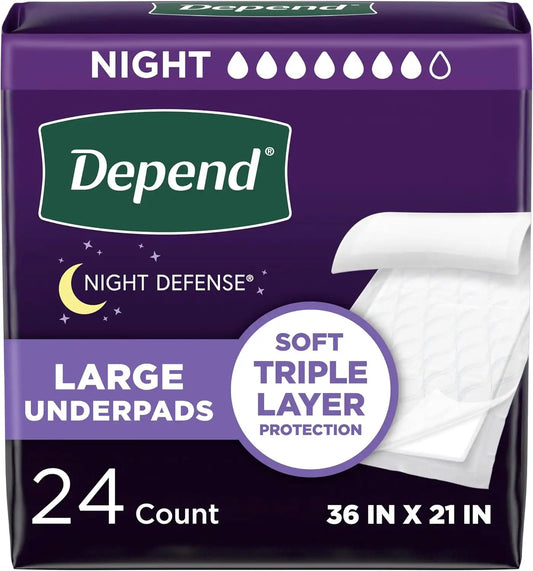 Depend Underpads, Disposable Incontinence Bed Pads, 36" x 21", 24 Count