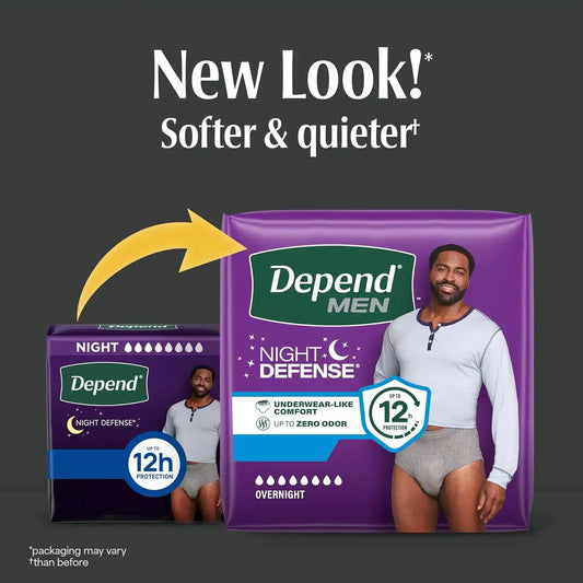 Depend Night Defense Adult Diapers for Men, XL, 12 Count