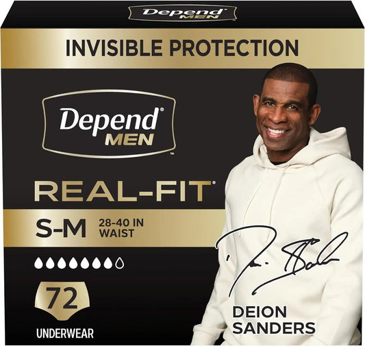 Depend Real Fit Incontinence Underwear for Men, S/M, 72 Count