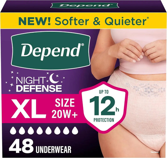 Depend Night Defense Adult Diapers for Women, XL, 48 Count