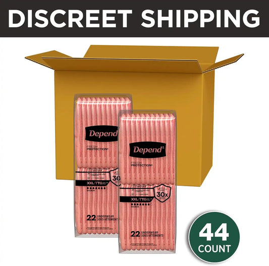 Depend Fresh Protection Adult Diapers for Women, XXL, 44 Count